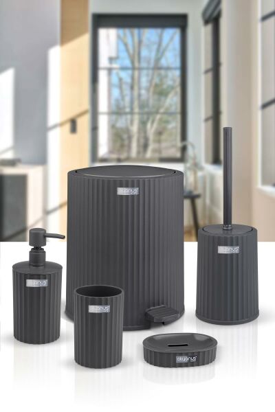 Okyanus Home Coliseum Antrasit İç Kovalı Pedallı 5'li Banyo Seti