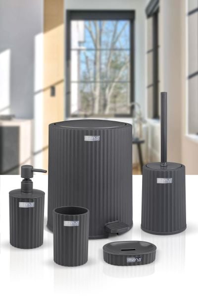 Okyanus Home Coliseum Antrasit İç Kovalı Pedallı 5'li Banyo Seti