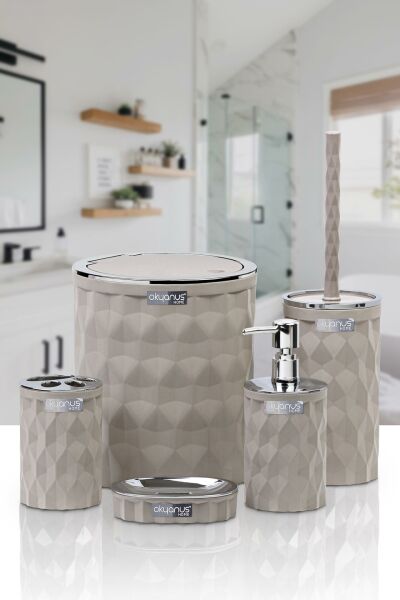 Okyanus Home Diamond Vizon Kromlu Click Kapak 5'li Banyo Seti