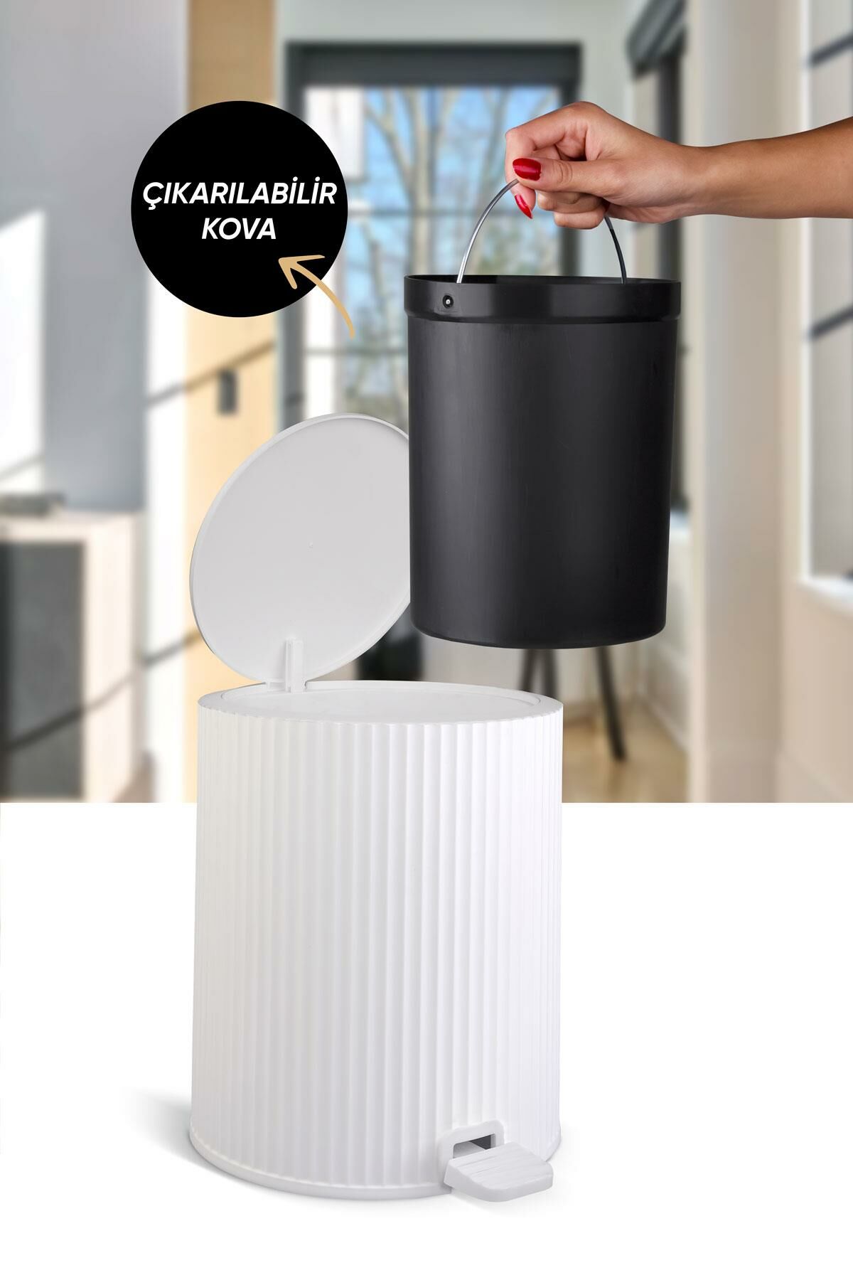 Okyanus Home Coliseum Beyaz Pedallı Çöp Kovası