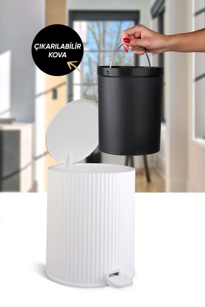 Okyanus Home Coliseum Beyaz Pedallı Çöp Kovası