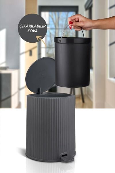 Okyanus Home Coliseum Antrasit Pedallı Çöp Kovası