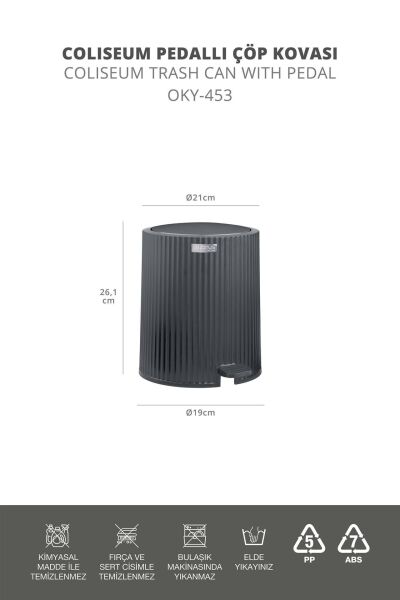 Okyanus Home Coliseum Antrasit Pedallı Çöp Kovası