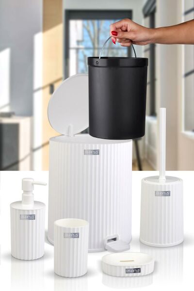 Okyanus Home Coliseum Beyaz İç Kovalı Pedallı 5'li Banyo Seti