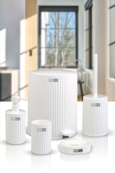 Okyanus Home Coliseum Beyaz İç Kovalı Pedallı 5'li Banyo Seti