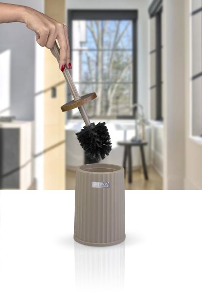 Okyanus Home Coliseum Vizon Ahşap Desenli WC Fırçalık