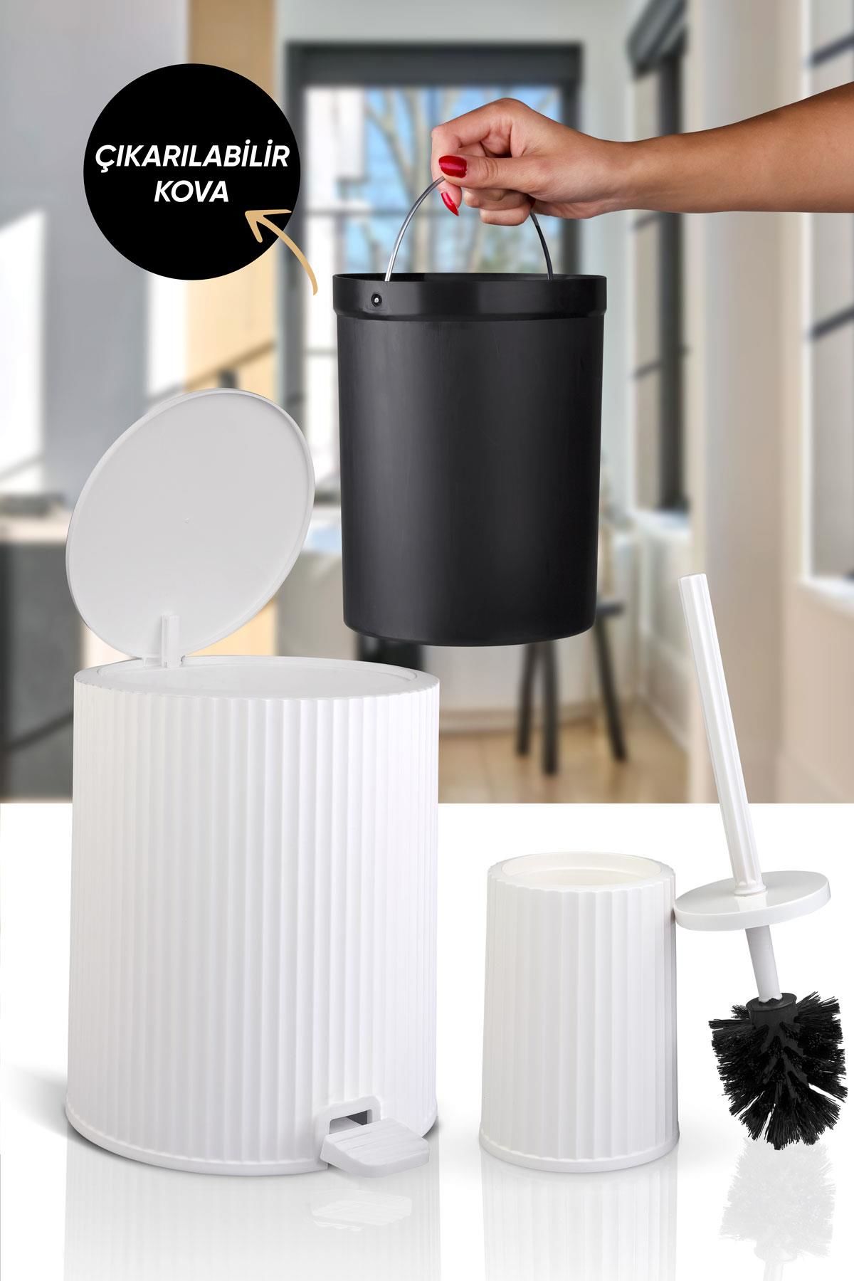 Okyanus Home Coliseum Beyaz 2'li Wc Kova ve Fırça Seti