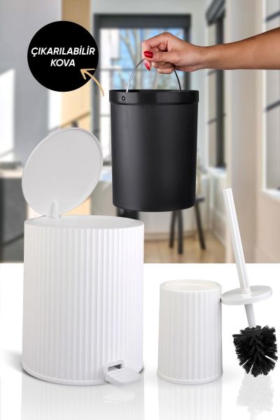 Okyanus Home Coliseum Beyaz 2'li Wc Kova ve Fırça Seti