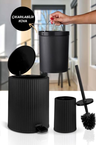 Okyanus Home Coliseum Siyah 2'li Wc Kova ve Fırça Seti