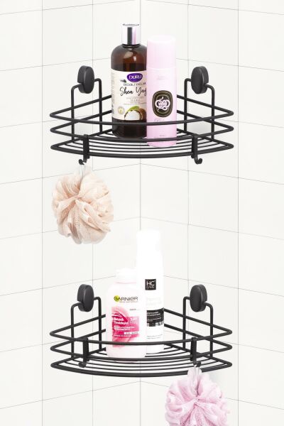 Okyanus Home Dübelli Siyah Kancalı Nil 2 Adet Üçgen Köşelik