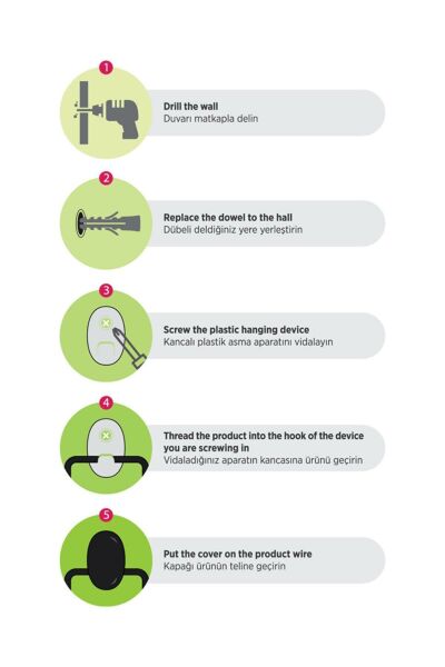 Okyanus Home Dübelli Siyah Kancalı Nil 2 Adet Üçgen Köşelik