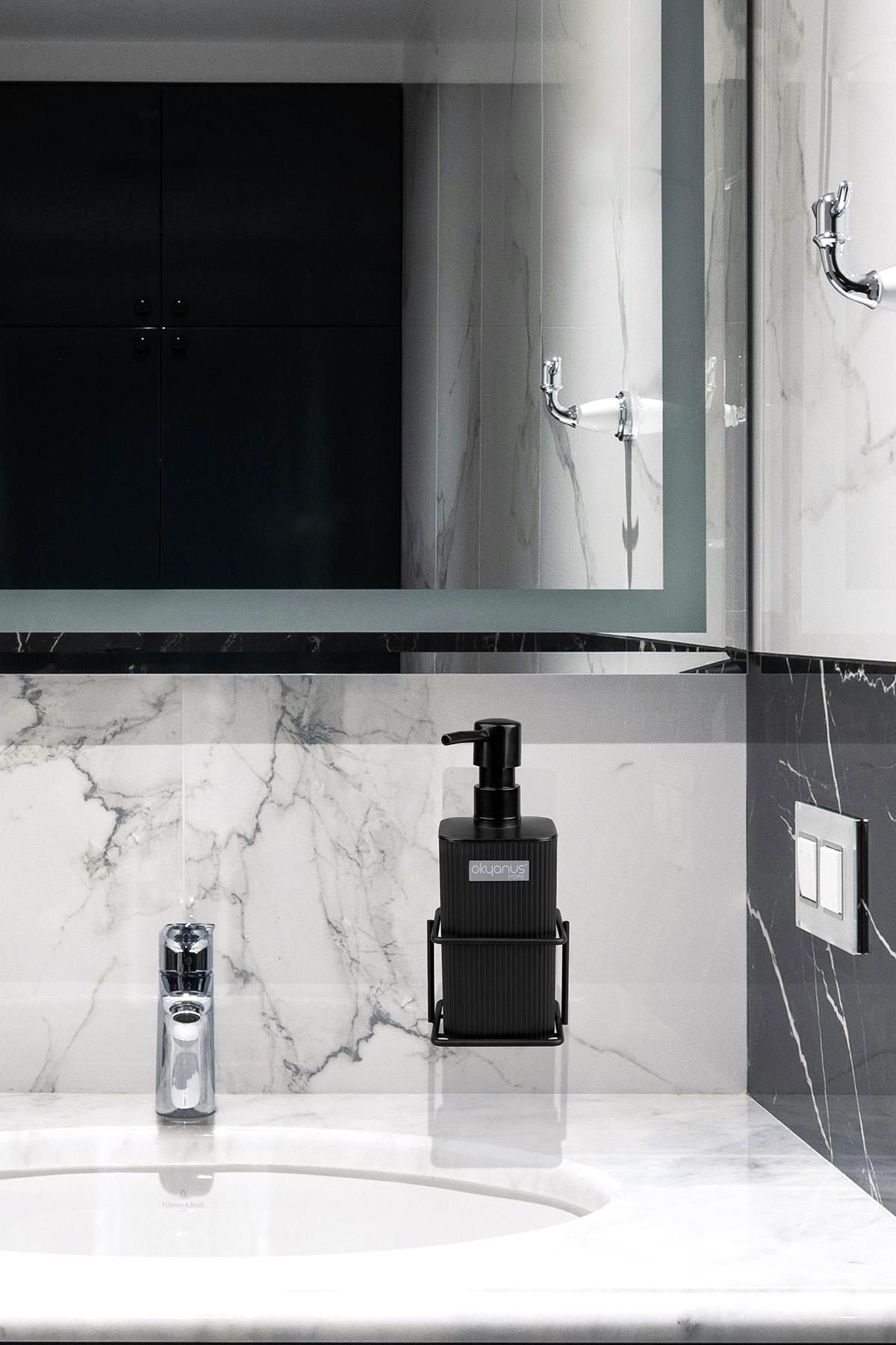 Okyanus Home Siyah Eko Magic Standlı Mina Kare Sıvı Sabunluk