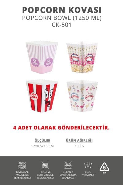 Okyanus Home 4 Adet Popcorn Kovası