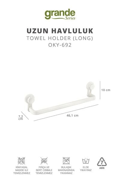 Okyanus Home Grande Beyaz Uzun Havluluk 2 Fonksiyonlu - ister yapıştır, ister vidala