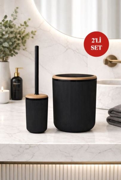 Okyanus Home Linea  Due Yuvarlak 2'li Wc Kova ve Fırça Seti