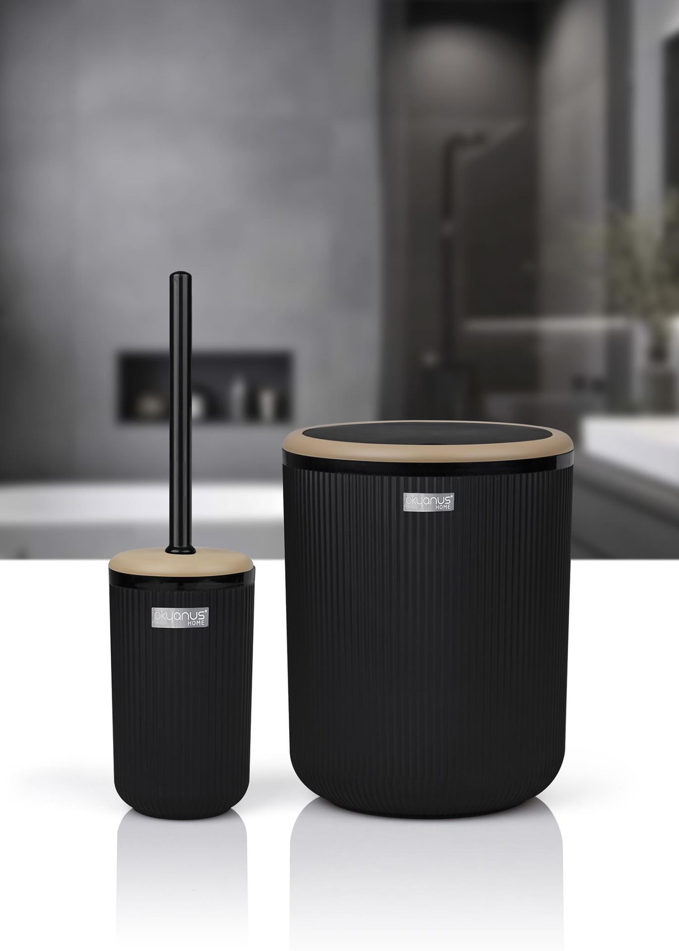 Okyanus Home Linea  Due Yuvarlak 2'li Wc Kova ve Fırça Seti