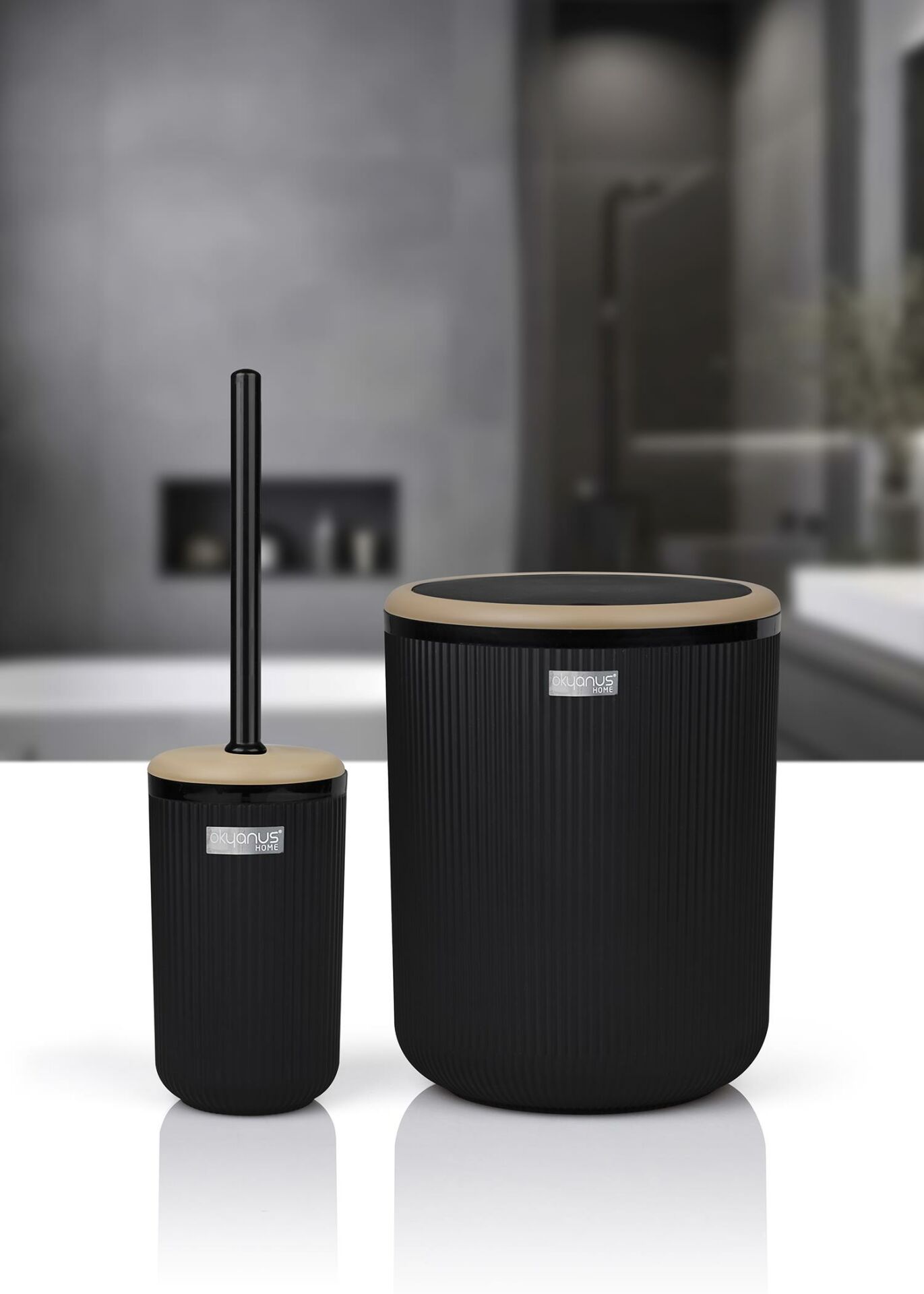 Okyanus Home Linea  Due Yuvarlak 2'li Wc Kova ve Fırça Seti