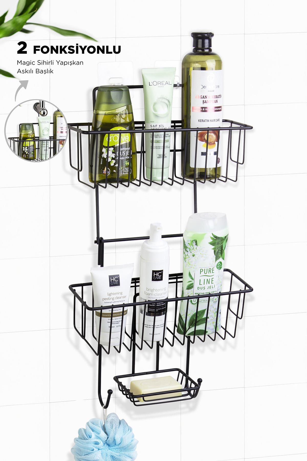 Okyanus Home Siyah 2 Fonksiyonlu Duş Rafı