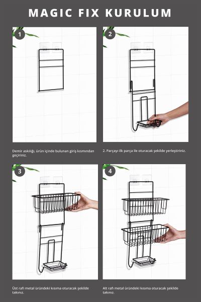 Okyanus Home Siyah 2 Fonksiyonlu Duş Rafı