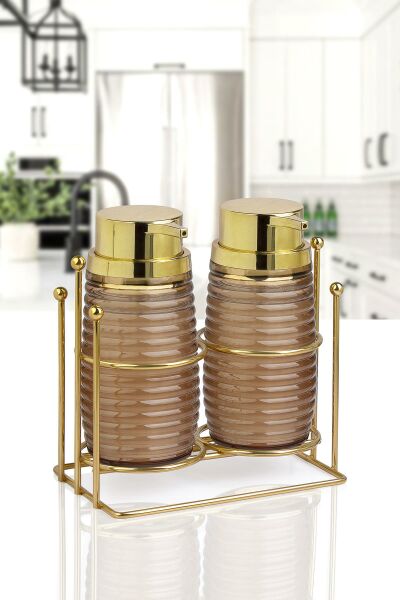 Okyanus Home Gold Standlı Elegans İkili Sıvı Sabunluk