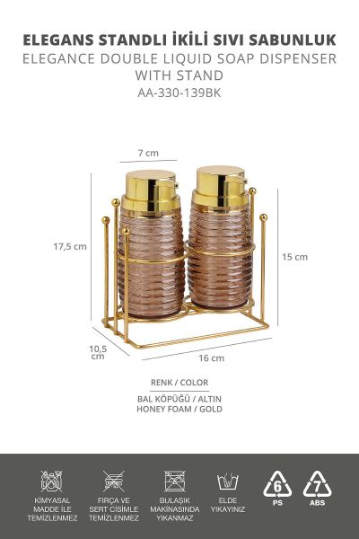 Okyanus Home Gold Standlı Elegans İkili Sıvı Sabunluk