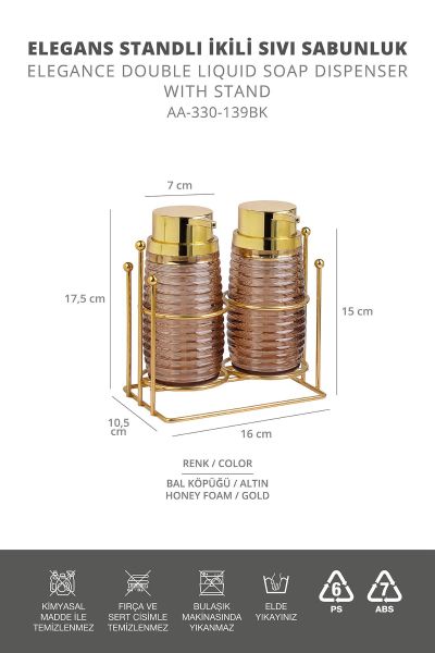 Okyanus Home Gold Standlı Elegans İkili Sıvı Sabunluk