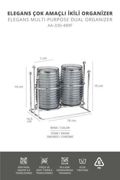 Okyanus Home Krom Standlı Elegans Çok Amaçlı İkili Organizer