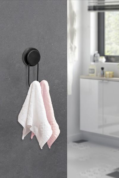 Okyanus Home Siyah Magic Fix Banyo Düzenleyici 3'lü Set-  İkili Askı - WC Kağıtlık - Saç Kurutmalık Askısı