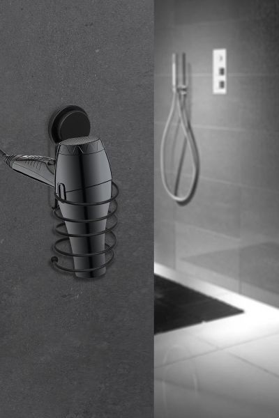 Okyanus Home Siyah Magic Fix Banyo Düzenleyici 3'lü Set-  İkili Askı - WC Kağıtlık - Saç Kurutmalık Askısı