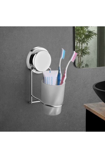 Okyanus Home Magic Fix Sihirli Yapışkan Krom Diş Fırçalık