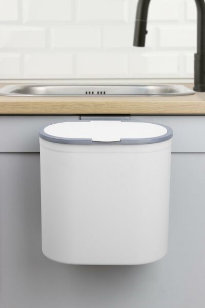 Okyanus Home Nisa Askılı Çöp Kovası Beyaz 7 Lt