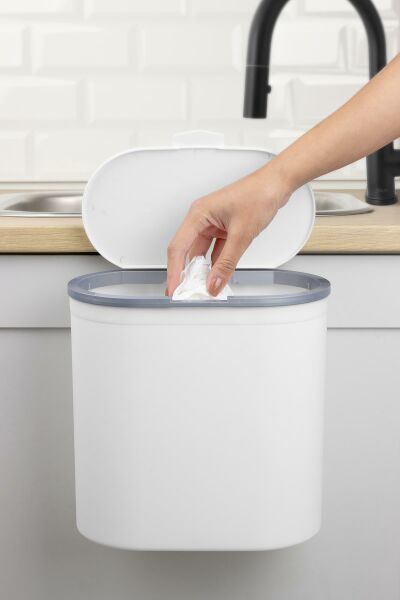 Okyanus Home Nisa Askılı Çöp Kovası Beyaz 7 Lt