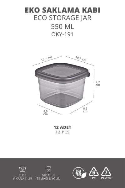 Okyanus Home 12 Adet Etiketli Saklama Kabı 0.55ml