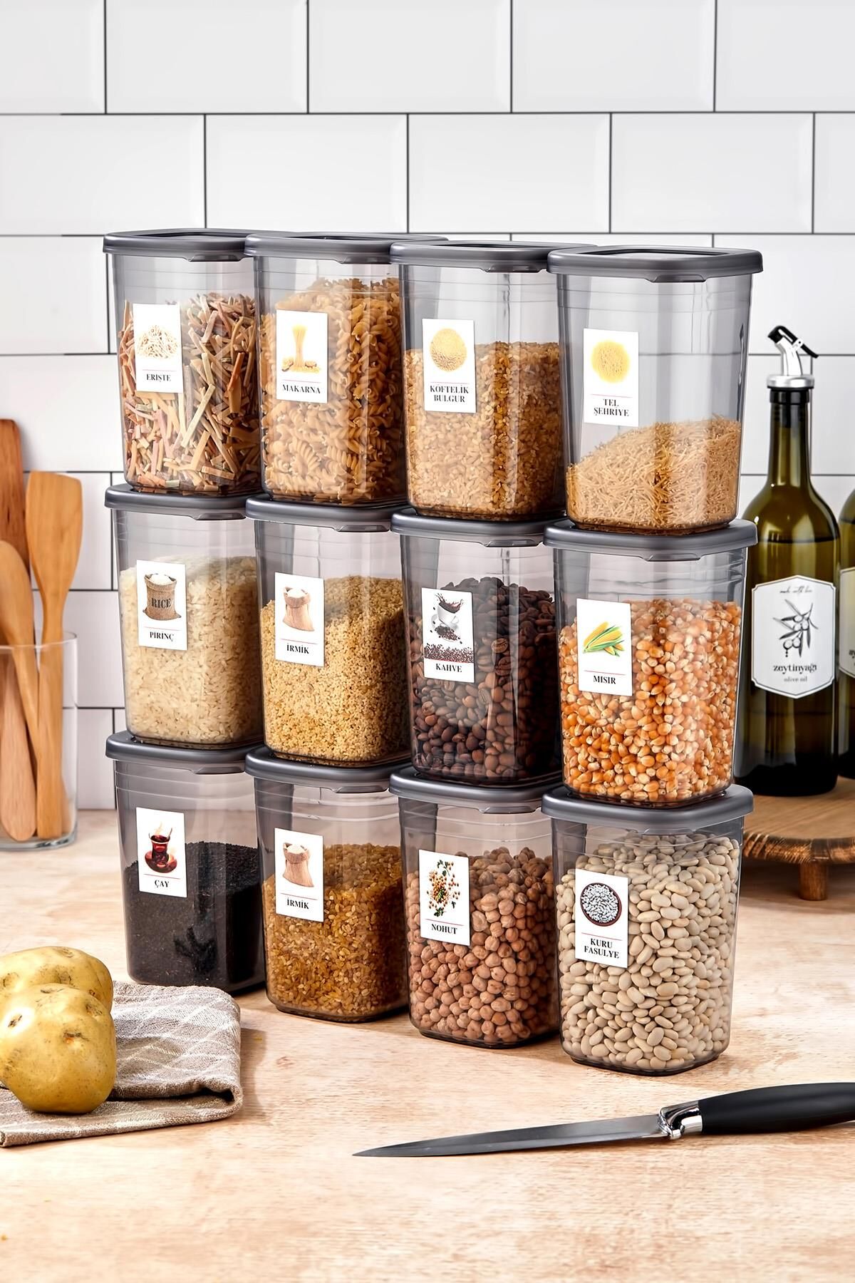 Okyanus Home 12 Adet Etiketli Saklama Kabı 1200 ml