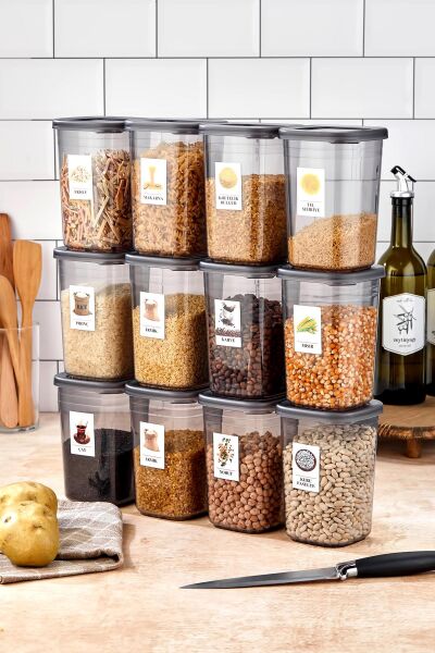 Okyanus Home 12 Adet Etiketli Saklama Kabı 1200 ml