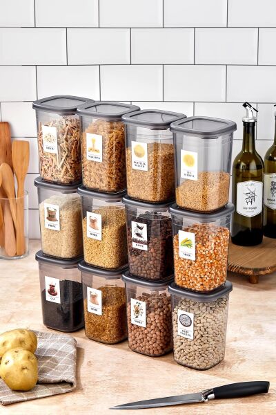 Okyanus Home 12 Adet Etiketli Saklama Kabı 1200 ml