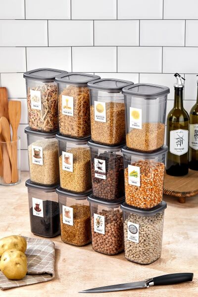 Okyanus Home 12 Adet Etiketli Saklama Kabı 1200 ml