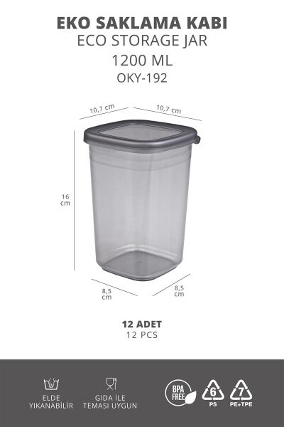 Okyanus Home 12 Adet Etiketli Saklama Kabı 1200 ml
