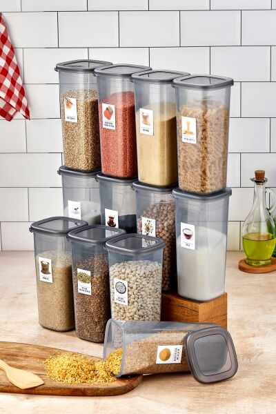 Okyanus Home 12 Adet Etiketli Saklama Kabı 1750 ml