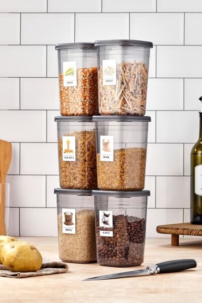 Okyanus Home 6 Adet Etiketli Saklama Kabı 1200 ml