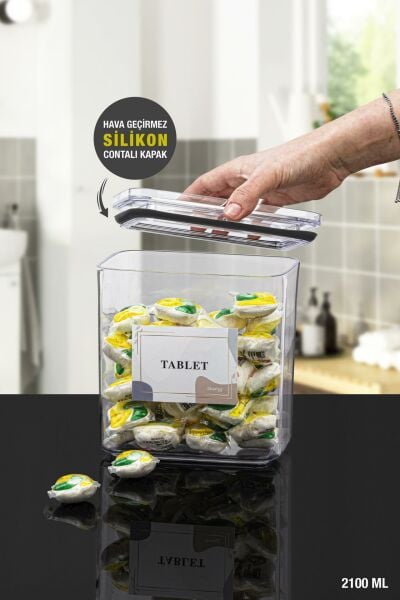 Okyanus Home Tablet Vakumlu Dikdörtgen 2.1 lt Saklama Kabı