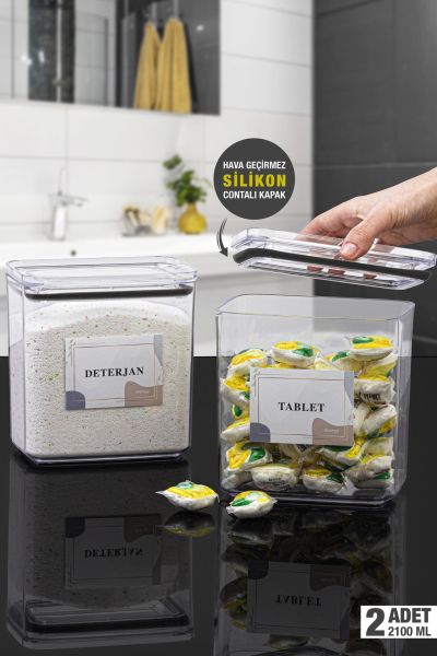 Okyanus Home Deterjan-Tablet 2 Adet Vakumlu Dikdörtgen 2.1 lt Saklama Kabı