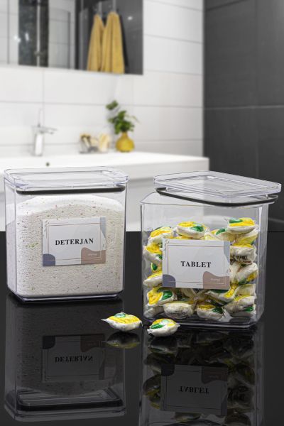 Okyanus Home Deterjan-Tablet 2 Adet Vakumlu Dikdörtgen 2.1 lt Saklama Kabı