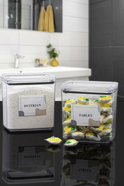 Okyanus Home Deterjan-Tablet 2 Adet Vakumlu Dikdörtgen 2.1 lt Saklama Kabı