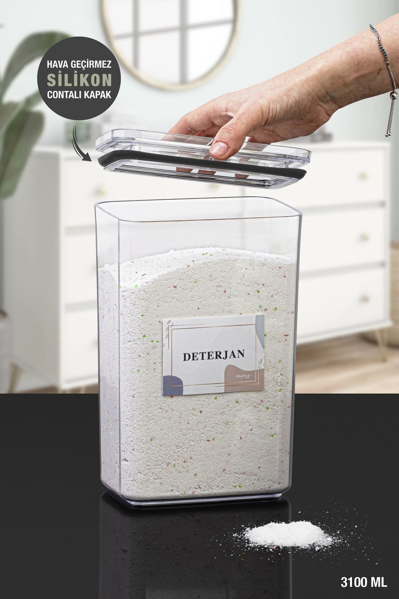 Okyanus Home Deterjan Vakumlu Dikdörtgen 3.1 lt Saklama Kabı