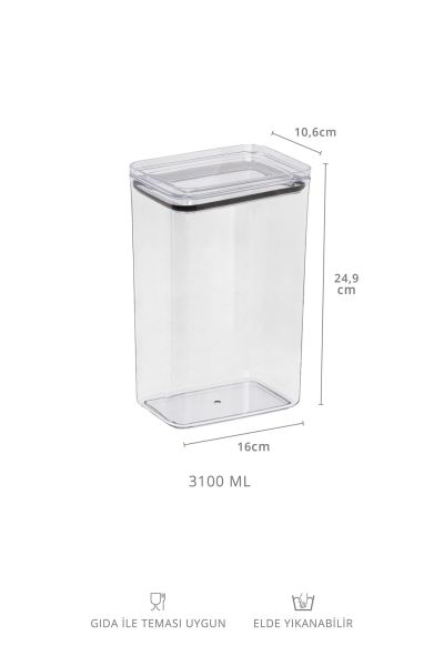 Okyanus Home Deterjan Vakumlu Dikdörtgen 3.1 lt Saklama Kabı