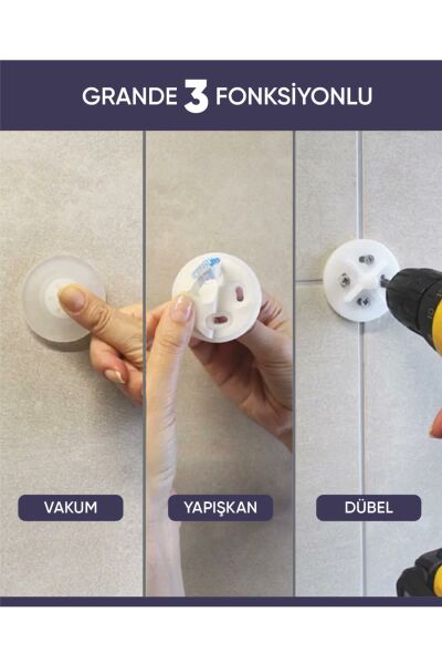 Okyanus Home Grande Beşli Askı 3 Fonksiyonlu - ister vakumla, ister yapıştır, ister vidala