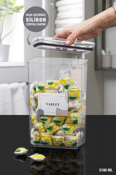Okyanus Home Tablet Vakumlu Dikdörtgen 3.1 lt Saklama Kabı