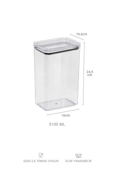 Okyanus Home Tablet Vakumlu Dikdörtgen 3.1 lt Saklama Kabı