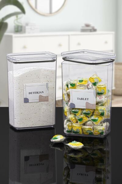 Okyanus Home Deterjan-Tablet 2 Adet Vakumlu Dikdörtgen 3.1 lt Saklama Kabı